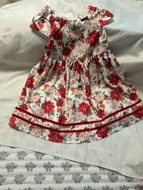 Catherine Malandrino White Dress with Red Floral Print